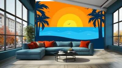 Summer landscape poster design illustration Wall mural