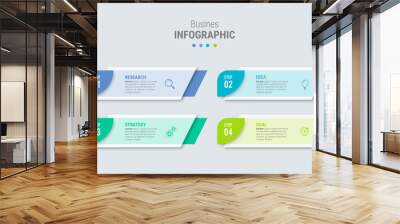 Business infographic template design icons 4 options or steps Wall mural