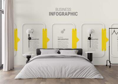 Business infographic template design icons 5 options or steps Wall mural