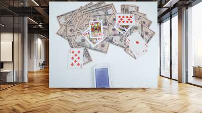 playing cards with money dollar background Wall mural