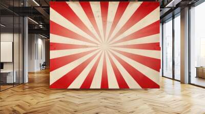 Circus tent background illustration with copy space , colorful design striped white and red retro entertainment carnival backdrop. Wall mural