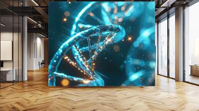 DNA gene background science helix cell genetic medical biotechnology biology bio. Technology gene DNA abstract molecule medicine blue 3D background research digital futuristic human concept health. Wall mural