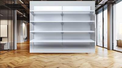 white isolated empty 3D rendering showcase background podium racked display shop blank store market shelf supermarket retail rack equipment shelving. Wall mural