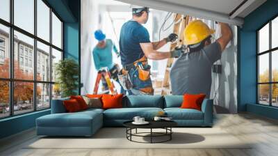 Construction Workers in a Room Wall mural