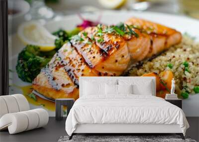 Grilled Salmon with Quinoa and Sweet Potato Wall mural