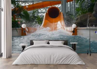 Water slide in indoor water park Wall mural