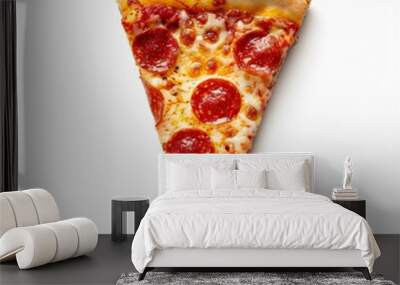 Delicious slice of pizza isolated on white background Wall mural