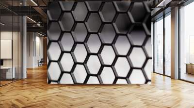 Hexagonal metallic construction for background and surfaces. Hexagonal iron shape Wall mural