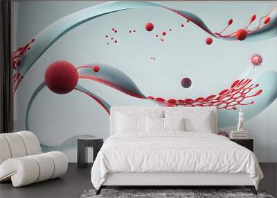  Blood cell red 3d background vein flow platelet wave cancer medicine artery abstract. Red cell hemoglobin blood donate anemia isolated plasma leukemia donor vascular system anatomy hemophilia vessels Wall mural