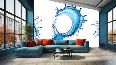  Blue water Spiral liquid splash swirl wave on white background cutout, Many assorted different design. Mockup template for artwork graphic design  Wall mural