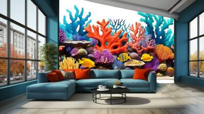  Colorful coral reef, isolated on white background, cut out  Wall mural