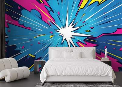  Comic abstract pop art background featuring a thunder illustration 
 Wall mural