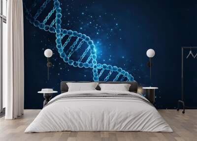  DNA gene background science helix cell genetic medical biotechnology biology bio. Technology gene DNA abstract molecule medicine blue 3D background research digital futuristic human concept health  Wall mural