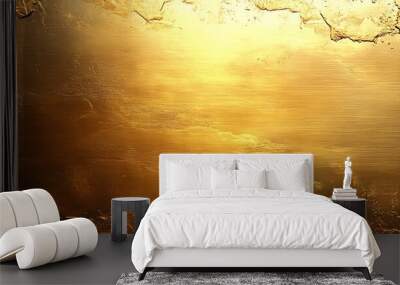  Gold metal textured plate background. Luxury shiny gold texture. Shiny yellow leaf gold foil texture background  Wall mural