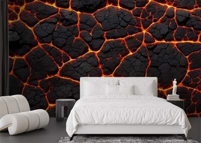  Lava texture fire background rock volcano magma molten hell hot flow flame pattern seamless. Earth lava crack volcanic texture ground fire burn explosion stone liquid black red inferno planet relief. Wall mural