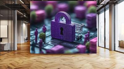  Secure Online Transactions Privacy Assurance, privacy assurance in online transactions with an image depicting a secure padlock icon beside a payment gateway or shopping cart, design  Wall mural