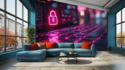  Secure Online Transactions Privacy Assurance, privacy assurance in online transactions with an image depicting a secure padlock icon beside a payment gateway or shopping cart, design  Wall mural