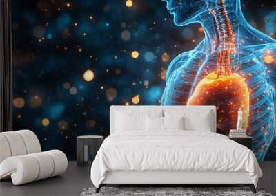 Anatomy of the human body with digestive system. 3d illustration design Wall mural