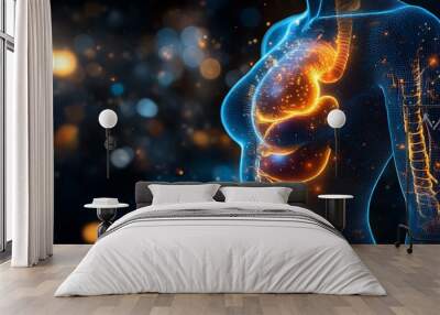 Anatomy of the human body with digestive system. 3d illustration design Wall mural