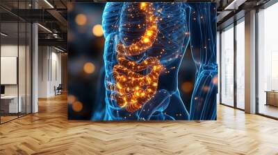 Anatomy of the human body with digestive system. 3d illustration design Wall mural