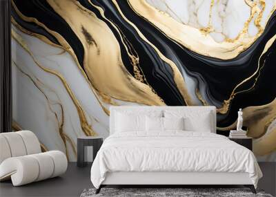 Gold abstract black marble background art paint pattern ink texture watercolor white fluid wall. Abstract liquid gold design luxury wallpaper nature black brush oil modern paper splash painting water	 Wall mural