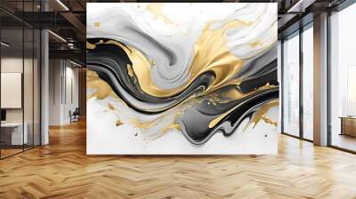 Gold abstract black marble background art paint pattern ink texture watercolor white fluid wall. Abstract liquid gold design luxury wallpaper nature black brush oil modern paper splash painting water	 Wall mural