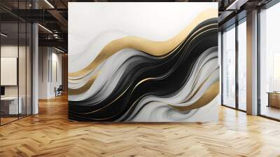 Gold abstract black marble background art paint pattern ink texture watercolor white fluid wall. Abstract liquid gold design luxury wallpaper nature black brush oil modern paper splash painting water	 Wall mural