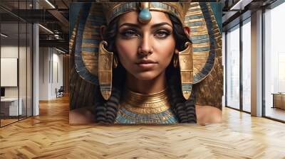 Portrait of an ancient Egyptian goddess. Beautiful young girl with the style of ancient Egypt. Wall mural