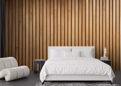 Vertical slats on wooden wall  natural wood paneling texture for interior design Wall mural