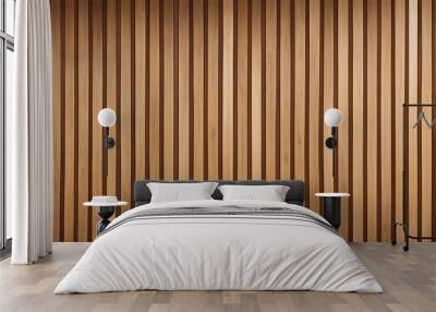 Vertical slats on wooden wall  natural wood paneling texture for interior design Wall mural