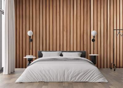 Vertical slats on wooden wall  natural wood paneling texture for interior design Wall mural