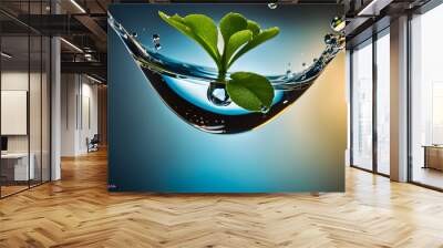 water drop splash, splash of water in mid air, world water day concept, generative Ai
 Wall mural