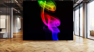 Colored smoke on black  background Wall mural