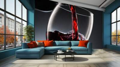 Glass of red wine and bottle Wall mural