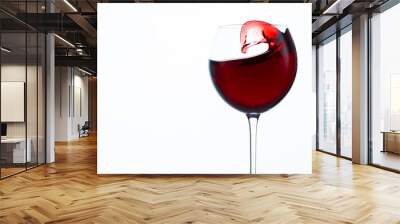 glass of red wine on white background Wall mural