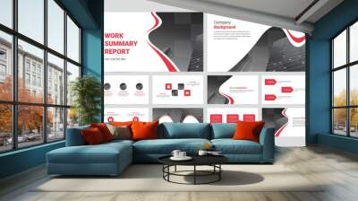 Red creative modern business company slide presentation template Wall mural