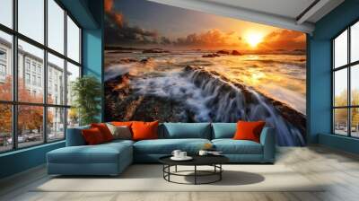 Beautiful seascape during sunrise in Terengganu, Malaysia Wall mural