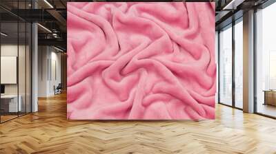 The blanket of furry fleece fabric. A background soft plush fleece material with a lot of relief folds Wall mural