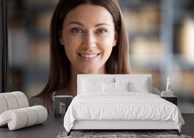 Headshot portrait of happy female look at camera posing Wall mural