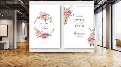 invitation card with wreath flowers Wall mural