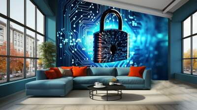 
Sicherheit computer cyber shield tastatur system schutz technologie konzept daten cyberspace digitales network safety auskunft passwort web datenschutz - Generative AI Wall mural