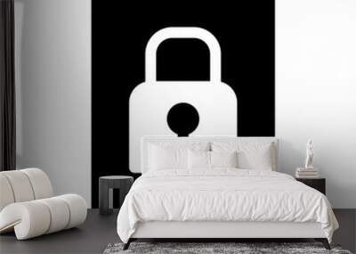 mobile phone lock black solid icon Wall mural