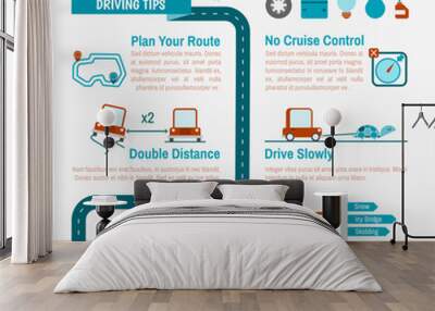 Winter Driving tips infographics for safety trip Wall mural