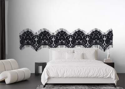 strip of black lace isolated,border lace isolated Wall mural