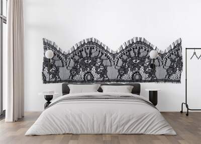 strip of black lace isolated,border lace isolated Wall mural