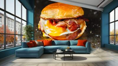 rustic bacon egg breakfast sandwich bun Wall mural