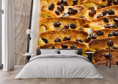 rustic traditional british bread and butter pudding Wall mural