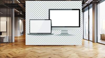 Display screen. Realistic flat computer laptop blank isolated device. Object with shadow vector illustrator. Wall mural