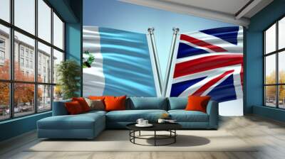 Double Flag United Kingdom UK vs Guatemala flag waving flag with texture background Wall mural