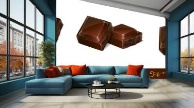 Set 3 of dark chocolates isolated on white background. Vector Illustration. Wall mural